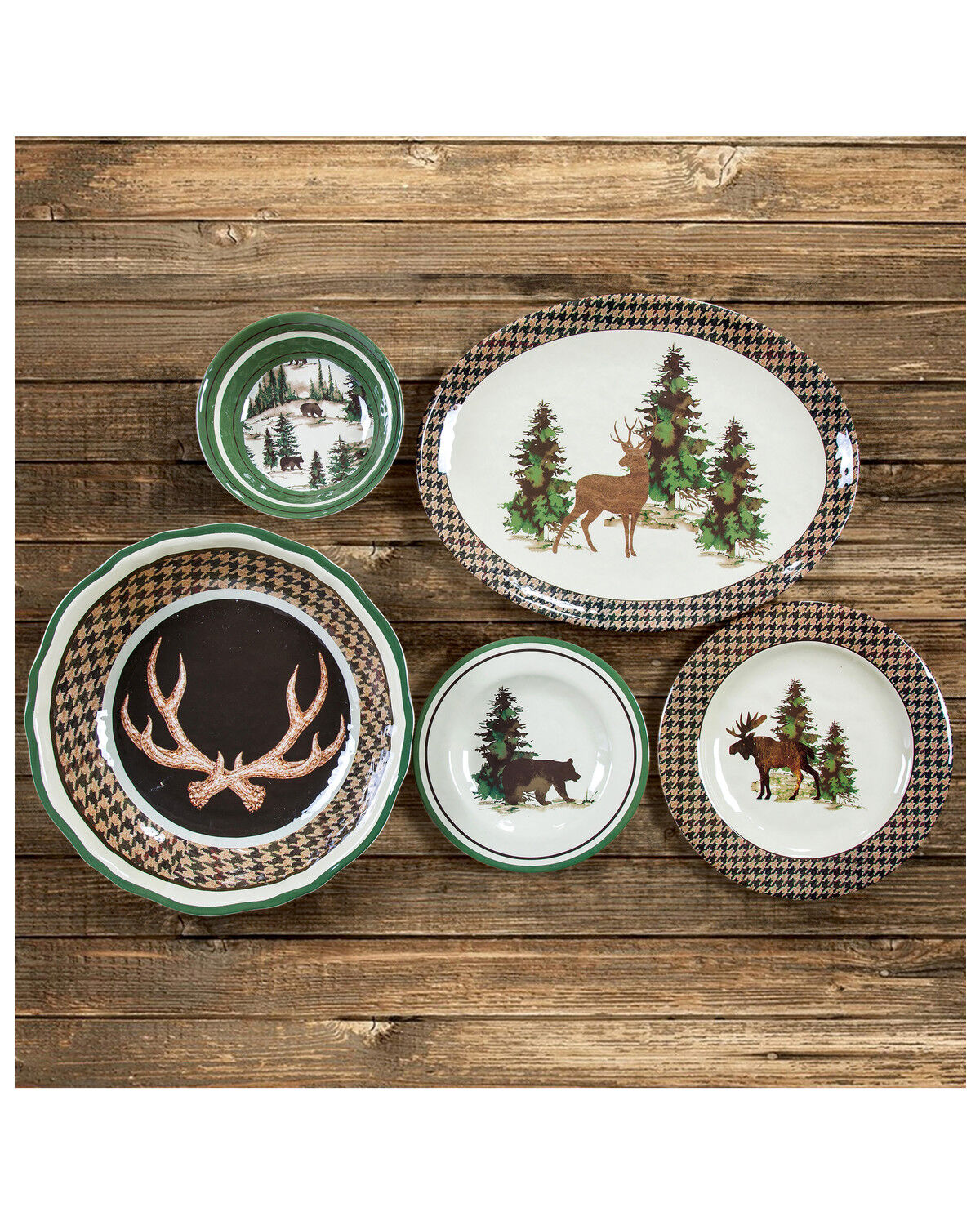 Image #1 - HiEnd Accents Joshua 14pc Melamine Dinnerware Set, Multi, hi-res