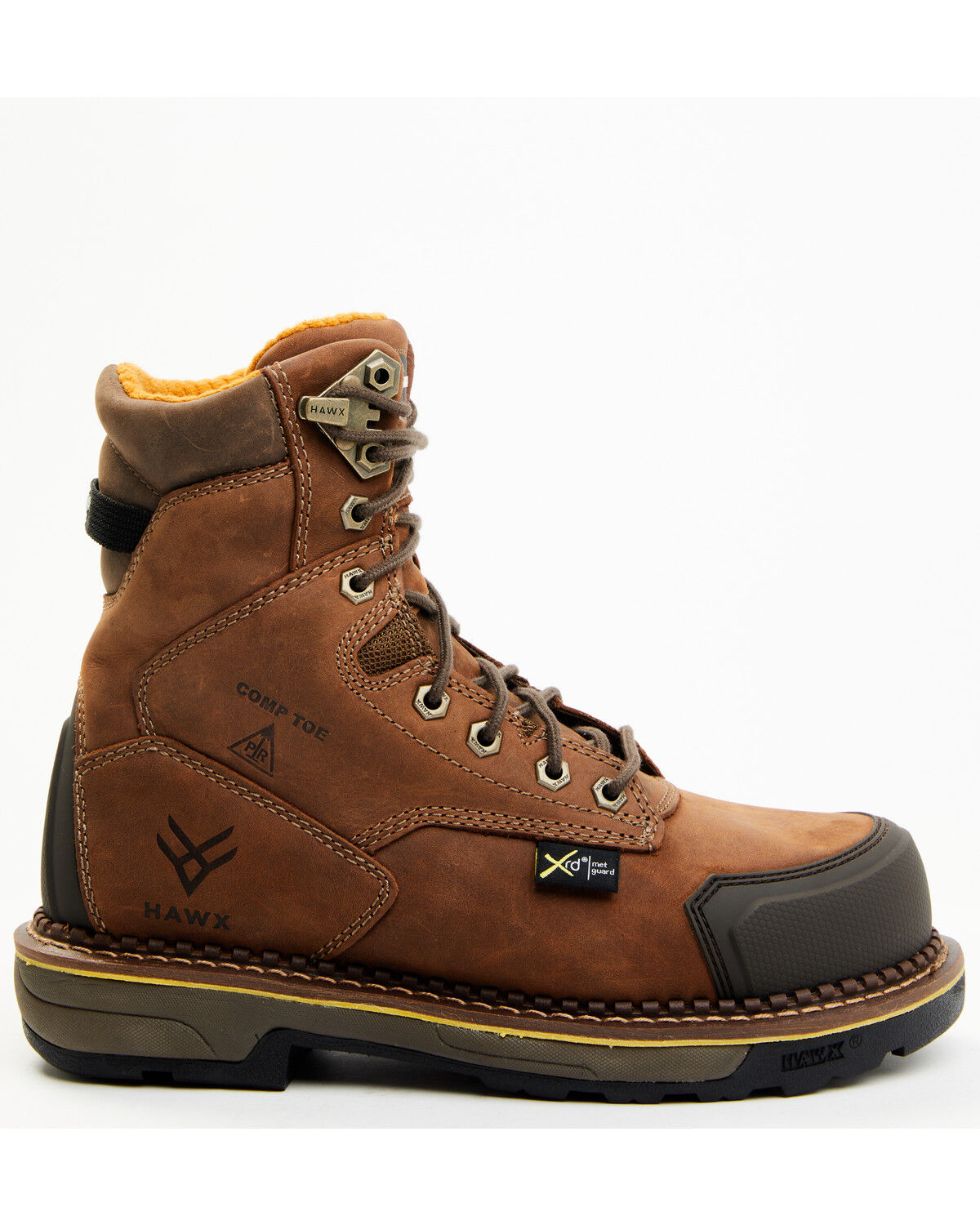 Image #2 - Hawx Men's 8" Crew Chief Internal Internal Met Guard Work Boots - Composite Toe, Brown, hi-res