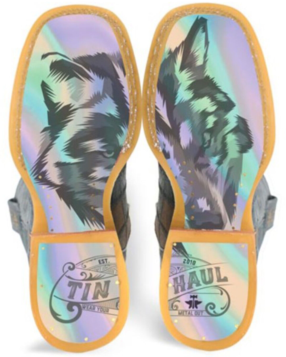 Image #2 - Tin Haul Men's Wolf Western Boots - Broad Square Toe, Brown, hi-res
