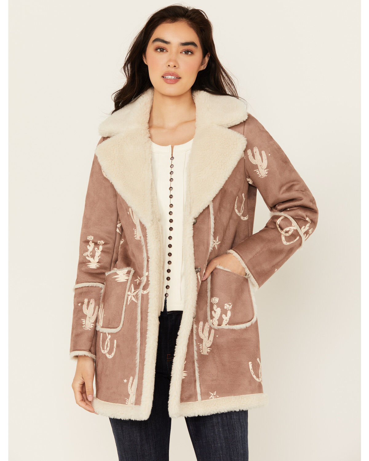 Image #2 - Idyllwind Women's Spicewood Faux Suede Coat, Tan, hi-res