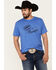 Wrangler Men's Sad Cowboy Songs Logo Graphic Short Sleeve T-Shirt , Blue, hi-res
