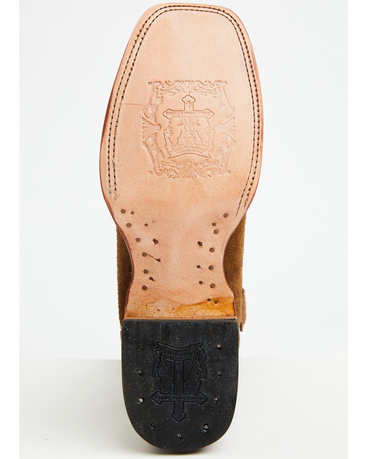 Image #7 - Tanner Mark Men's Ruff Out Suede Western Boots - Broad Square Toe, Brown, hi-res