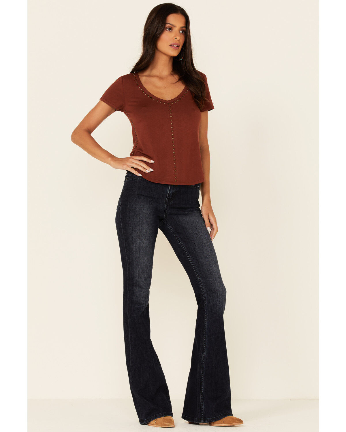 Image #2 - Idyllwind Women's Honky Tonk Stud Short Sleeve Top, Rust Copper, hi-res