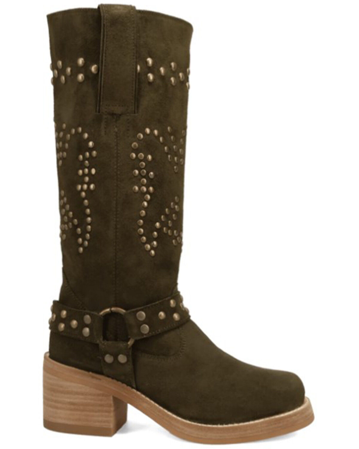 Image #2 - Dingo Women's Troubadour Studded Tall Fashion Boots - Round Toe, Olive, hi-res
