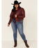 Liberty Wear Women's Burgundy Fringe Sheep Napa Jacket - Plus , Burgundy, hi-res