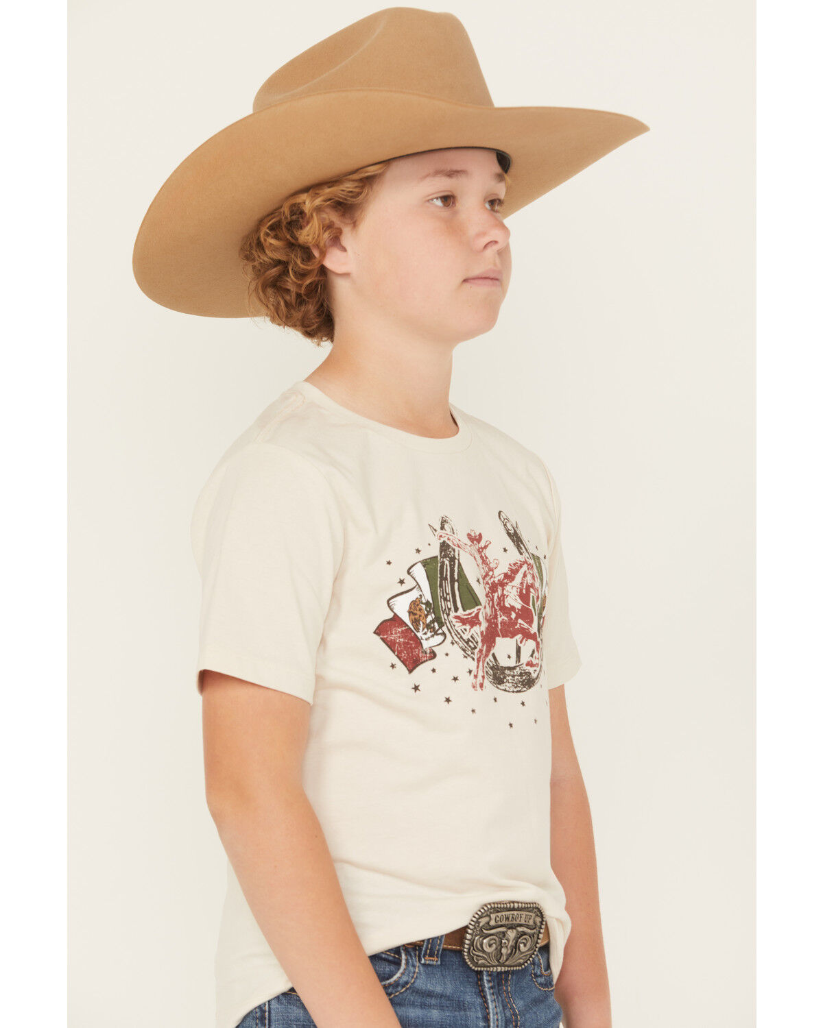 Image #2 - Sable Sky Boys' Mexico Flag Short Sleeve Graphic T-Shirt, Tan, hi-res