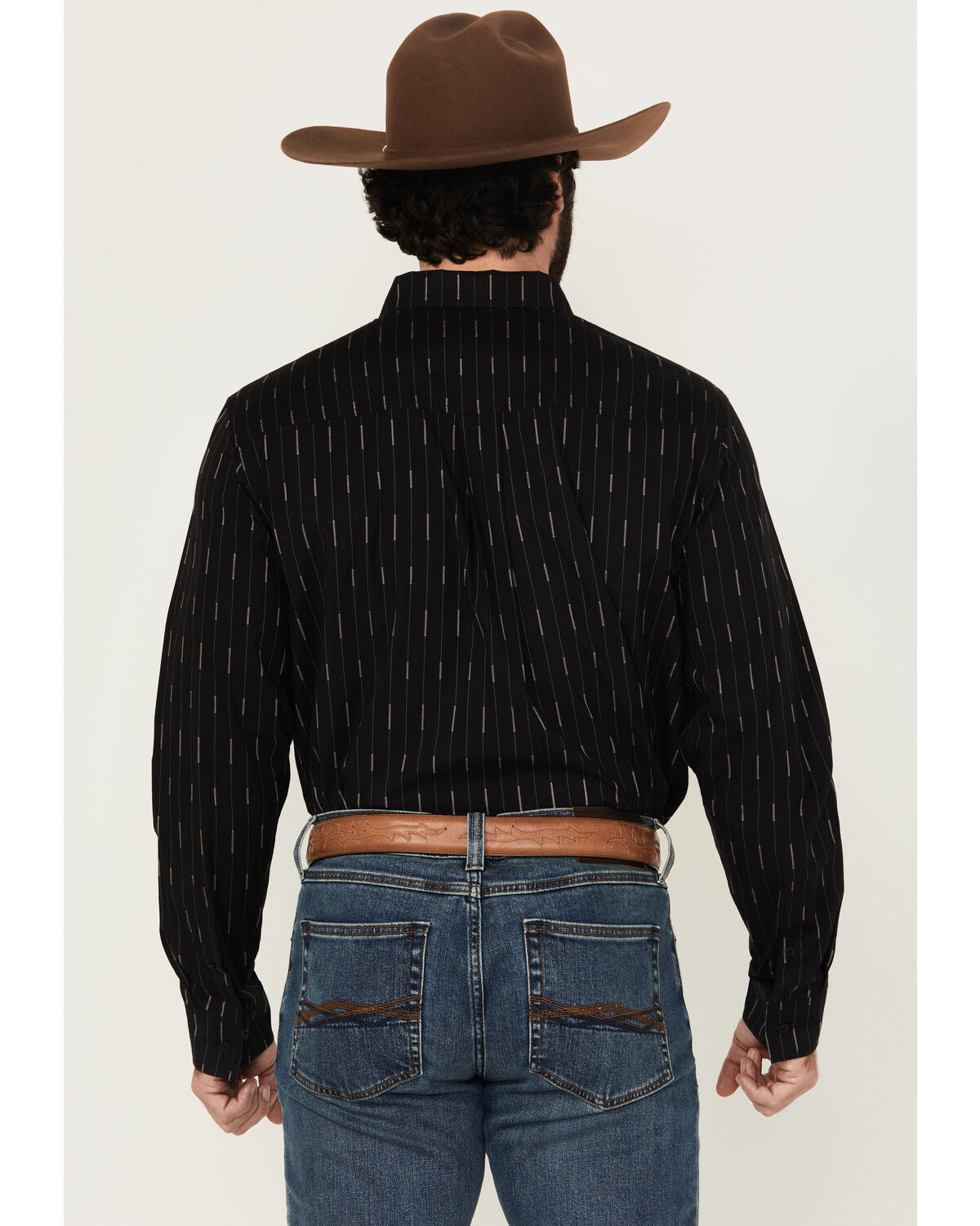 Image #4 - RANK 45® Men's Lotus Abstract Striped Long Sleeve Button-Down Stretch Western Shirt, Black, hi-res