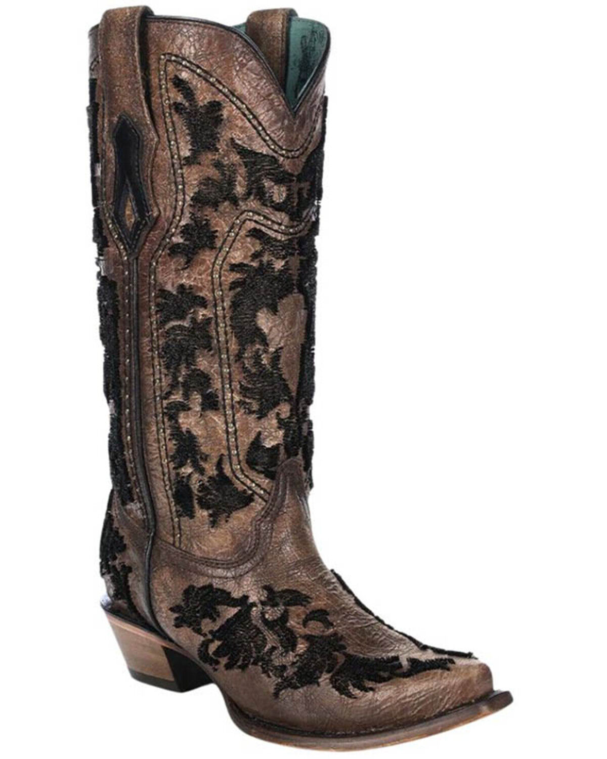 Image #1 - Corral Women's Crackled Bristle Western Boots - Snip Toe, Cognac, hi-res