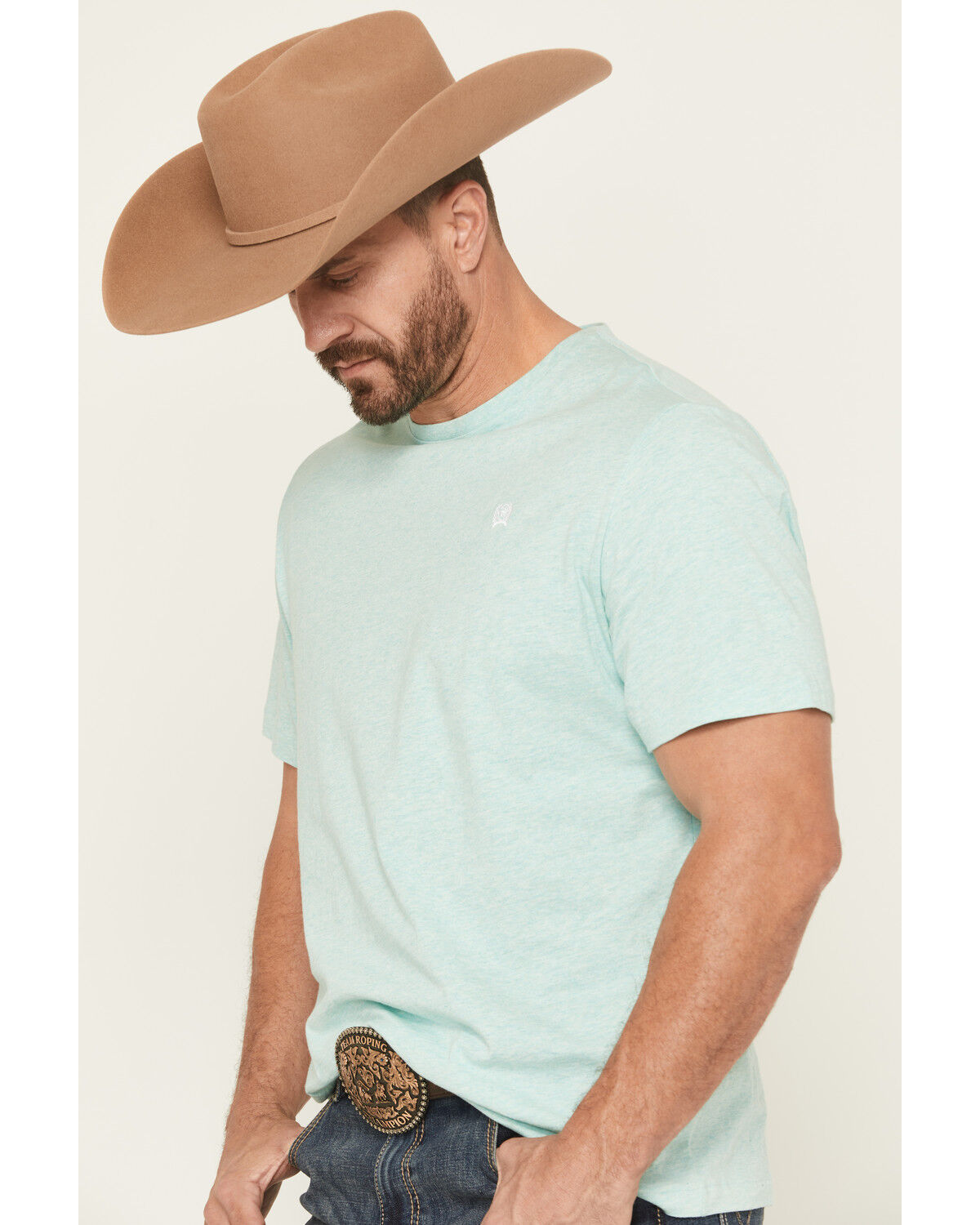 Image #2 - Cinch Men's Solid Logo Short Sleeve T-Shirt, Turquoise, hi-res