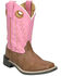 Image #1 - Smoky Mountain Little Girls' El Paso Western Boots - Broad Square Toe, Brown/pink, hi-res