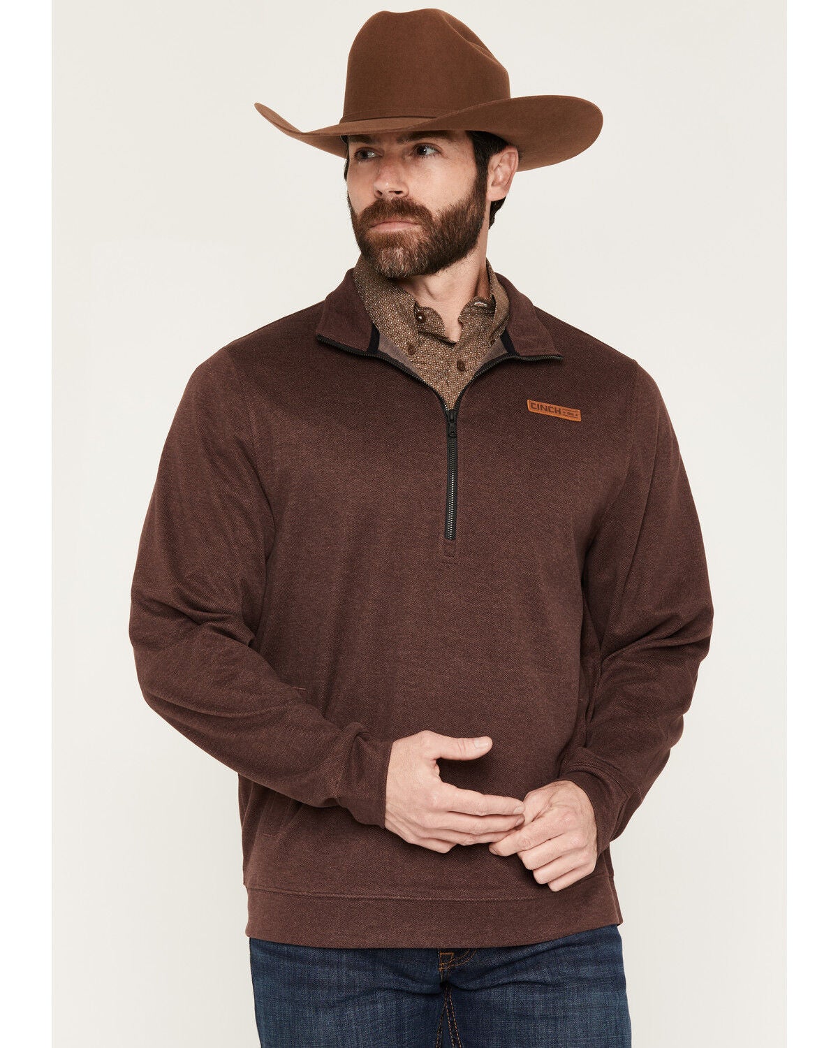 Image #1 - Cinch Men's Solid 1/4 Zip-Up Pullover, Purple, hi-res