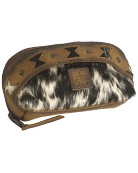 STS Ranchwear by Carroll Belle Cowhide Makeup Pouch, Tan, hi-res