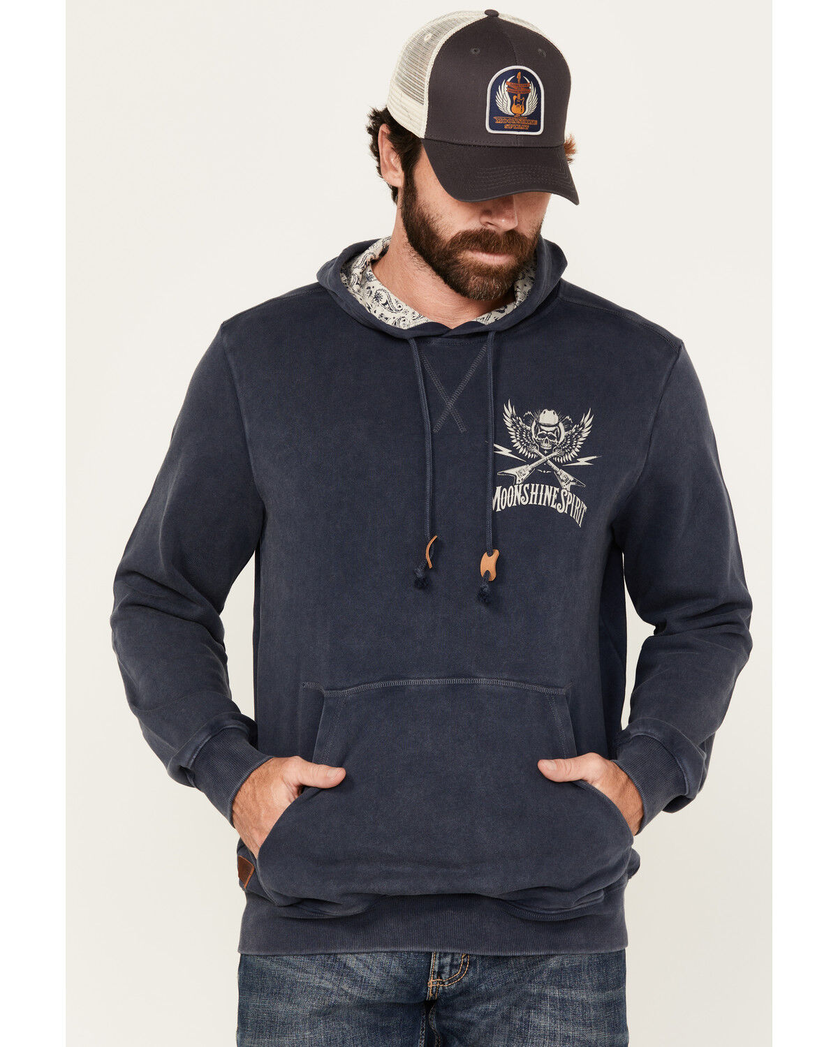 Image #2 - Moonshine Spirit Men's Washed Away Hooded Sweatshirt, Blue, hi-res