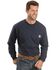 Carhartt Men's Loose Fit Heavyweight Long Sleeve Logo Pocket Work T-Shirt, Navy, hi-res