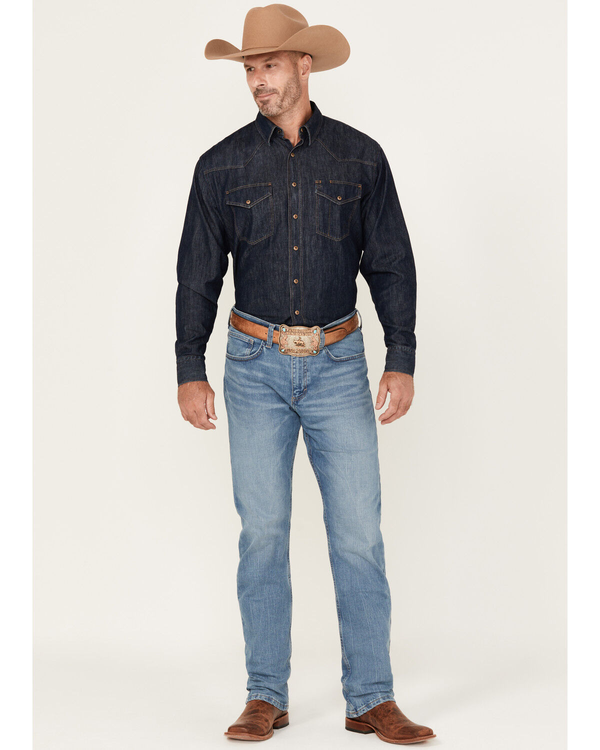 Image #1 - Wrangler 20X Men's Monarch Light Wash Slim Straight Stretch Denim Jeans - Tall, Light Wash, hi-res