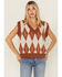 Image #1 - Sadie & Sage Women's Argyle Print Sweater Vest, Rust Copper, hi-res