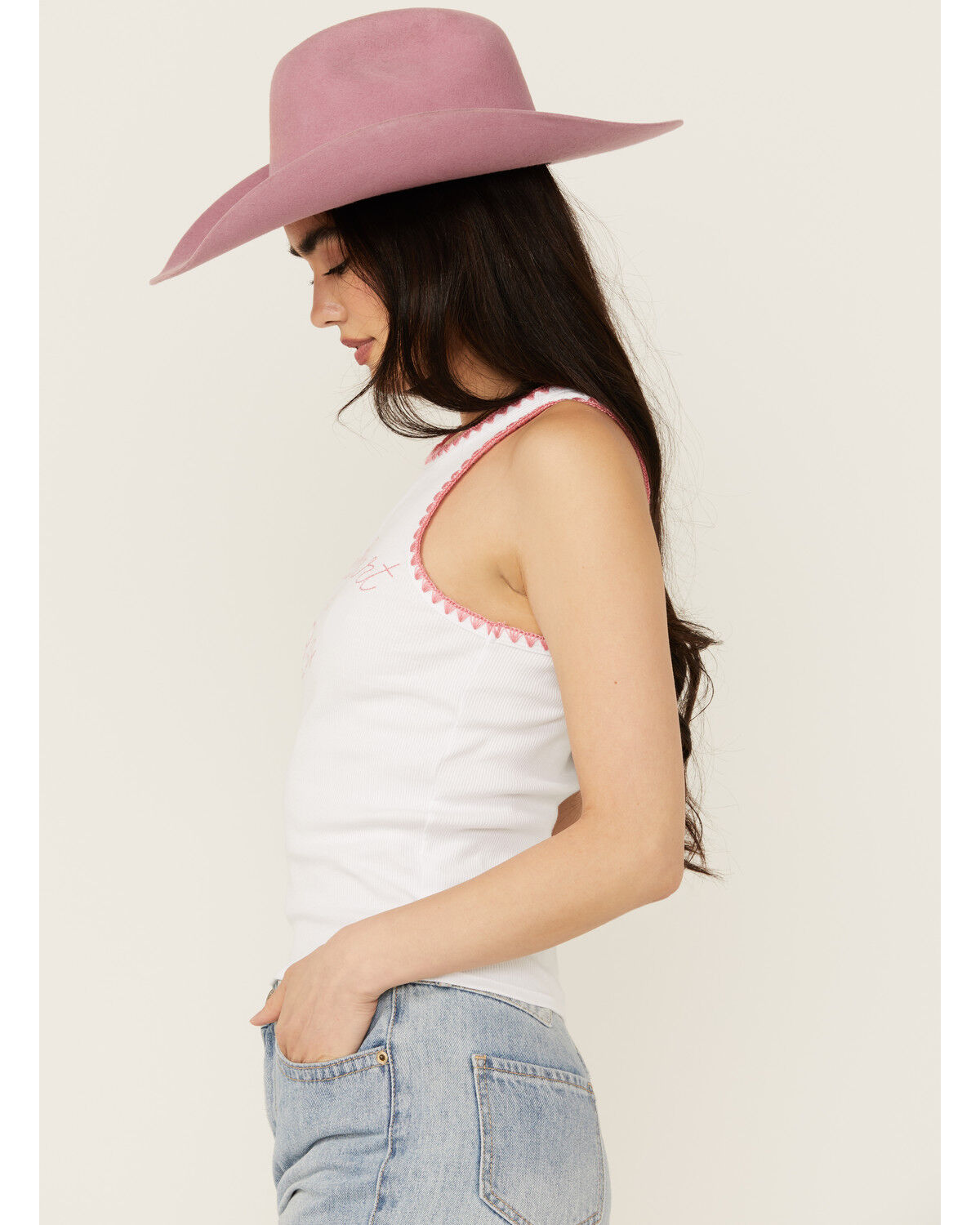 Image #2 - White Crow Women's Embroidered Sweetheart Rodeo Graphic Tank, White, hi-res