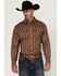 Image #1 - Cowboy Hardware Men's Southwestern Print Long Sleeve Snap Stretch Western Shirt, Chocolate, hi-res