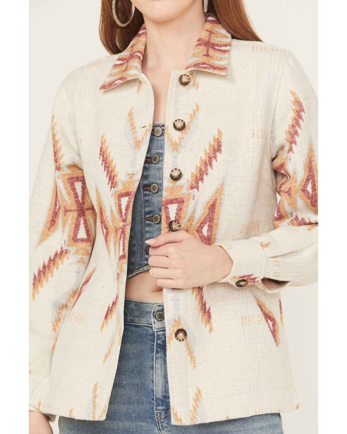 Image #3 - Idyllwind Women's Merritt Southwestern Button-Down Shacket, Cream, hi-res