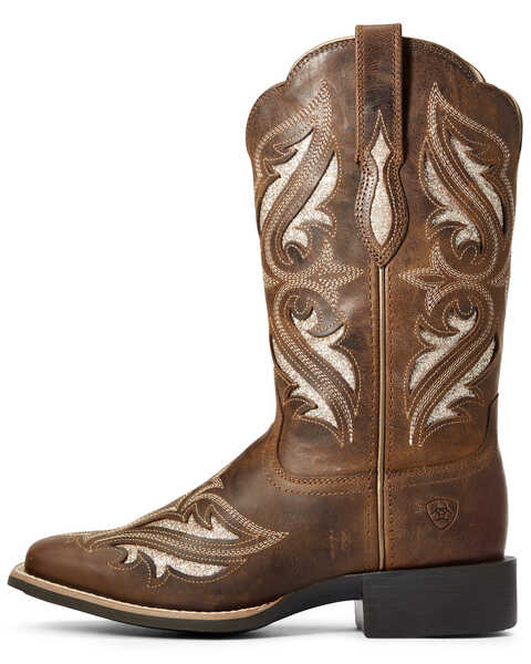 Image #2 - Ariat Women's Round Up Bliss Western Boots - Wide Square Toe, Beige/khaki, hi-res