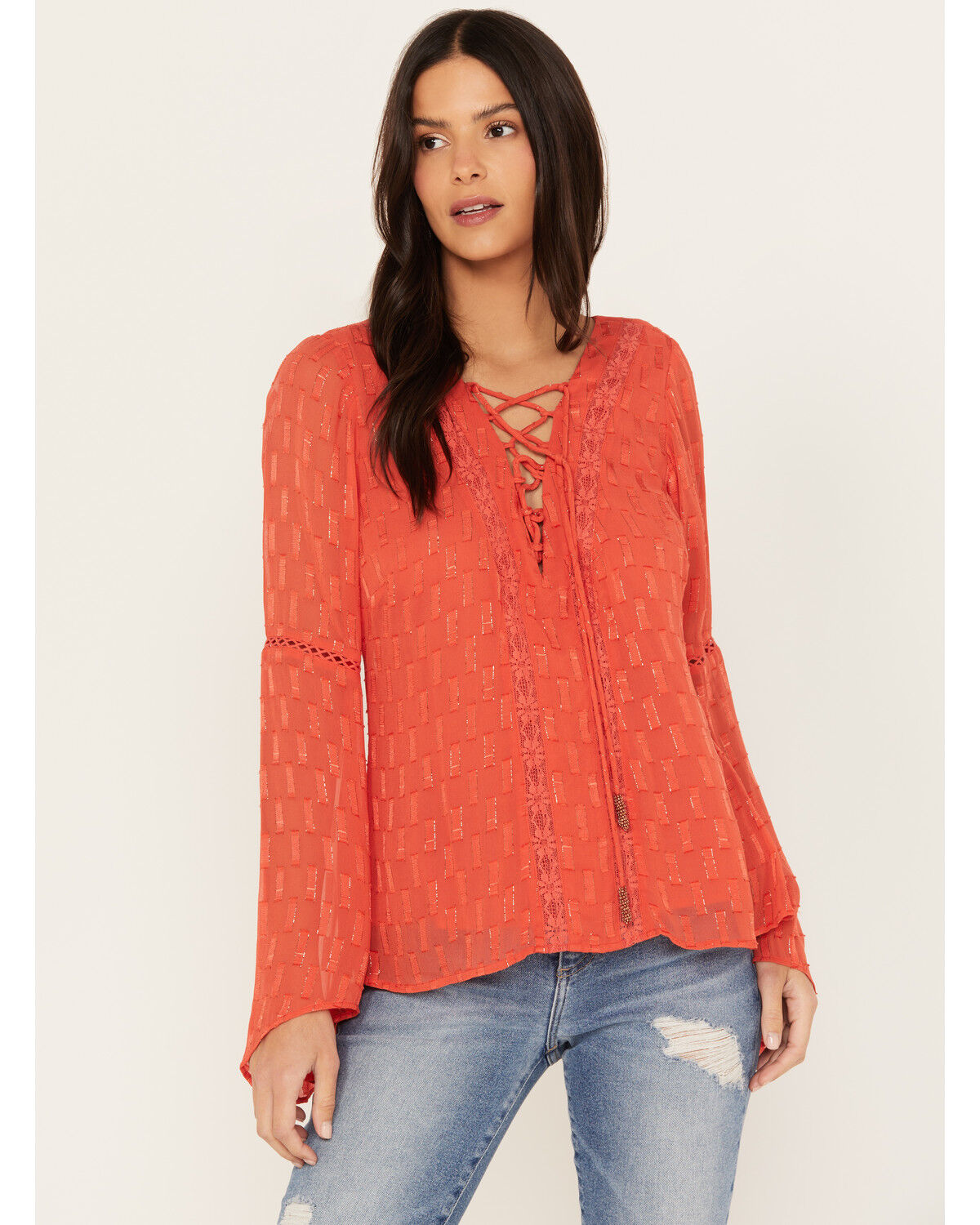 Image #1 - Idyllwind Women's Azelea Long Sleeve Top, Caramel, hi-res