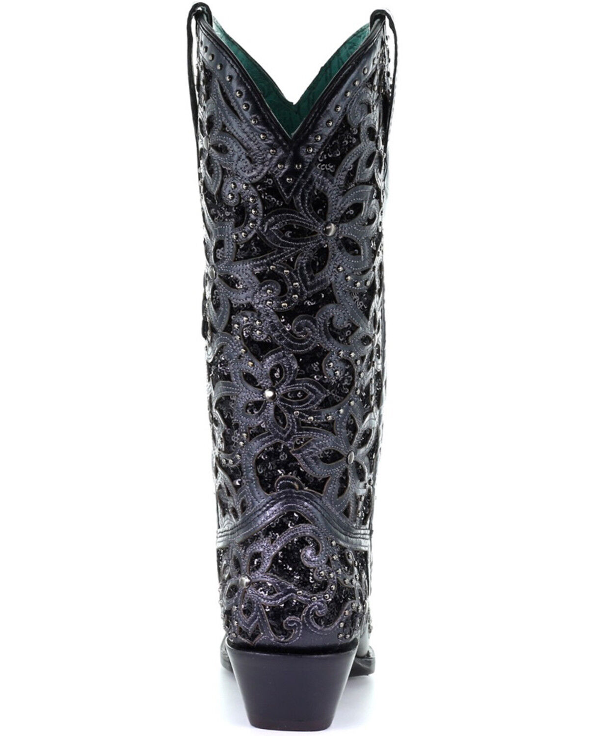 Image #4 - Corral Women's Inlay Embroidery Western Boots - Snip Toe, Black, hi-res