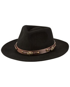 San Diego Hat Company Women's Black Crushable Wool Felt Fedora Hat, Black, hi-res