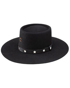 Charlie 1 Horse Women's Cosmic Cowgirl Wool Felt Western Gambler Hat , Black, hi-res