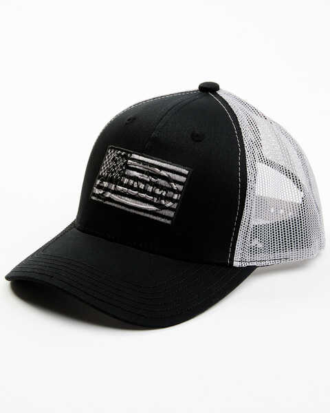 Image #1 - Justin Men's American Flag Embroidered Logo Patch Mesh Back Ball Cap, Black, hi-res