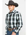 Stetson Men's Gray Large Plaid Long Sleeve Western Shirt , Grey, hi-res