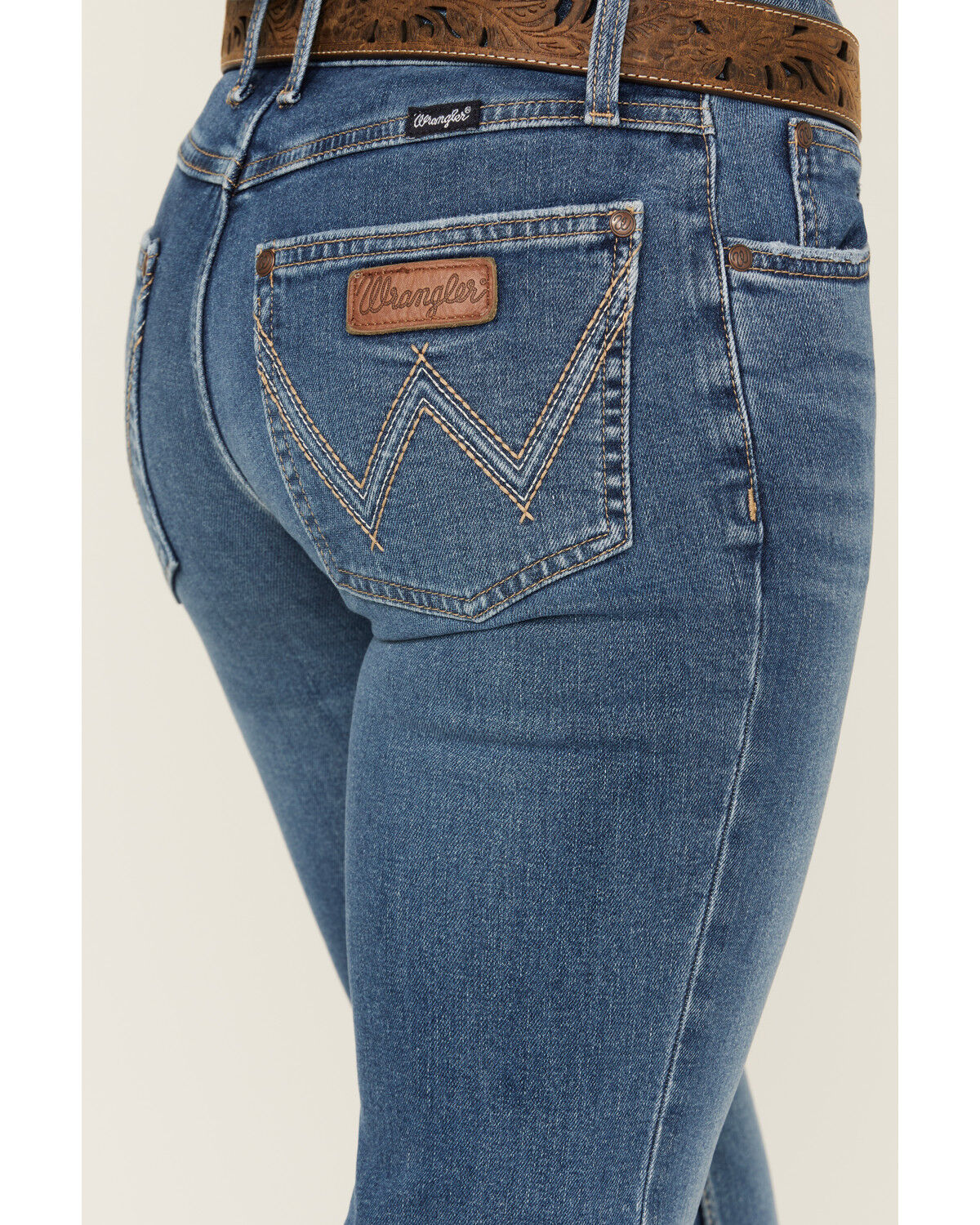 Image #4 - Wrangler Retro Women's Mae Medium Wash Mid Rise Stretch Trouser Jeans, Medium Wash, hi-res