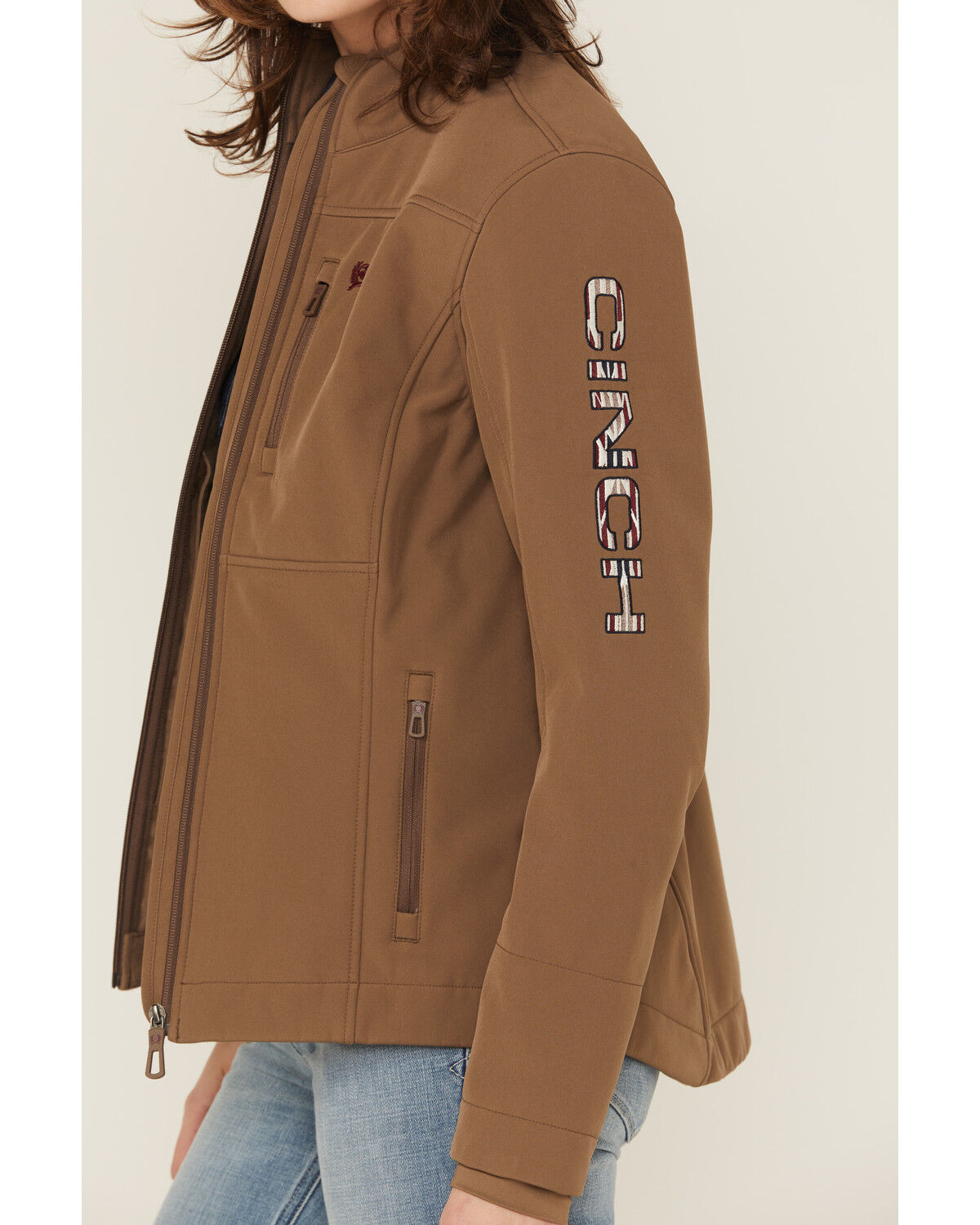 Image #3 - Cinch Women's Concealed Carry Bonded Softshell Jacket, Brown, hi-res