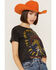 Image #2 - Country Deep Women's Acid Wash Shook Me Short Sleeve Cropped Graphic Tee, Black, hi-res
