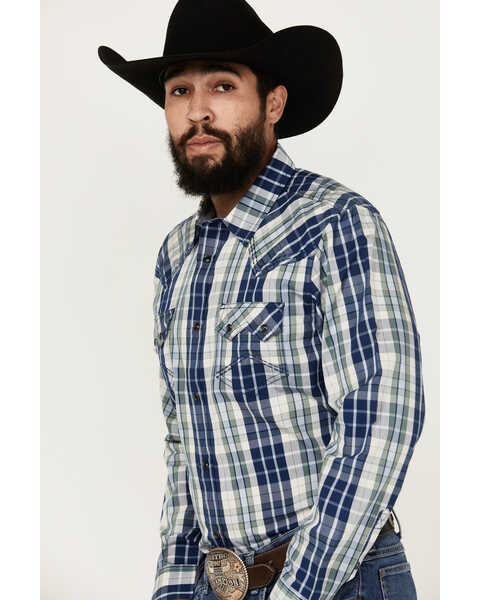 Image #2 - Cody James Men's Cole Plaid Print Long Sleeve Pearl Snap Western Shirt , Cream, hi-res