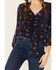 Sadie & Sage Women's Navy Floral Print Blouse, Navy, hi-res