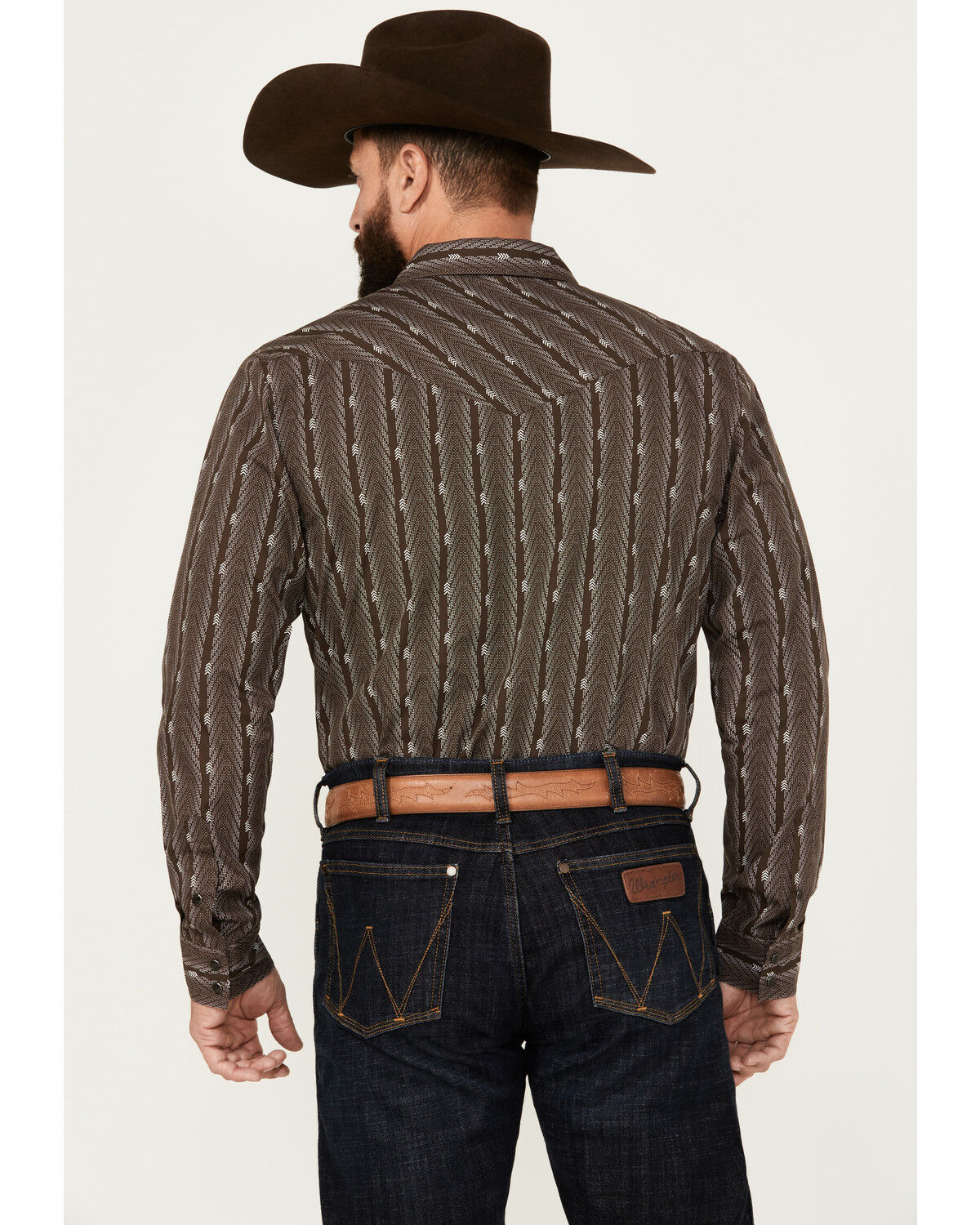 Image #4 - Gibson Trading Co Men's Bow Striped Print Long Sleeve Snap Western Shirt, Burgundy, hi-res