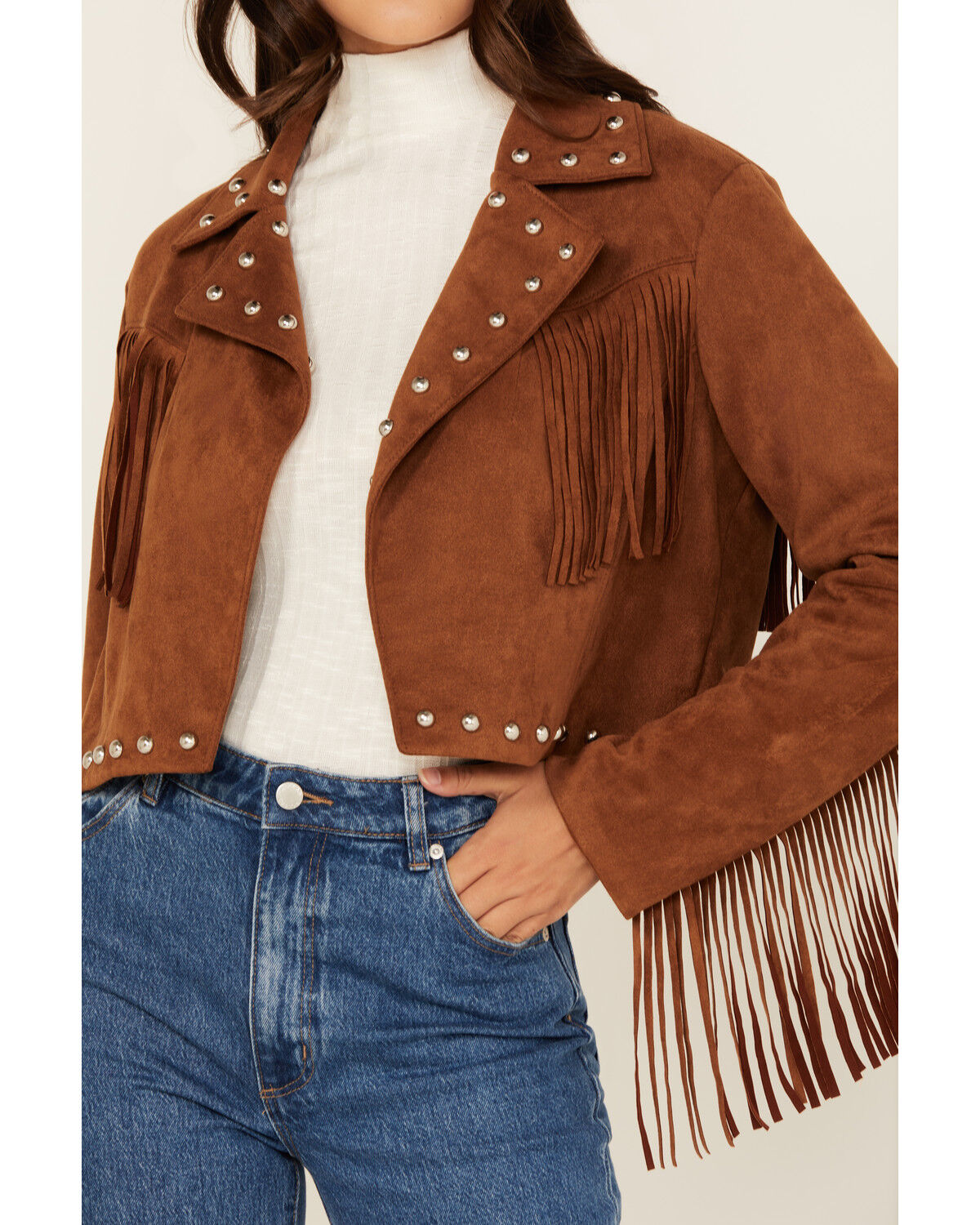 Image #3 - 26 International Women's Faux Suede Jacket, Camel, hi-res