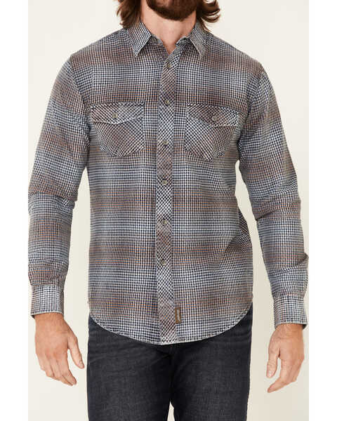 Image #3 - Wrangler Retro Men's Premium Check Plaid Button Down Western Shirt , Blue, hi-res