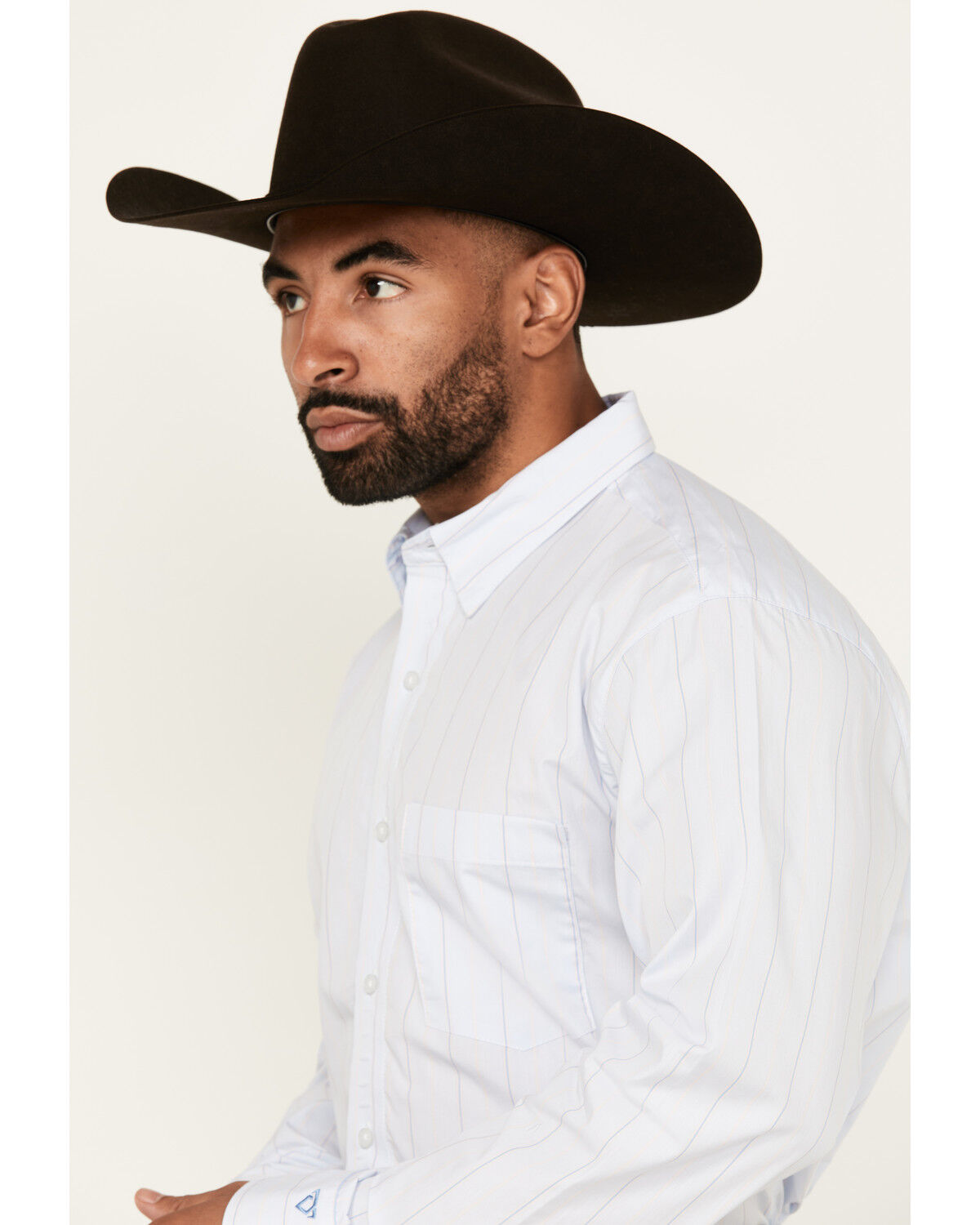 Image #2 - Wrangler X Cody Johnson Men's Striped Print Long Sleeve Button-Down Western Shirt, Blue, hi-res