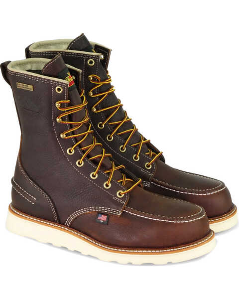 Thorogood Men's American Heritage 8" Made In The USA Waterproof Work Boots - Moc Toe, Brown, hi-res