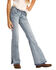Rock & Roll Denim Girls' Light Wash Split Hem Basic Trouser , Blue, hi-res