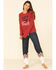 PJ Salvage Women's Brick Lets Get Toasty Graphic Long Sleeve Top, Red, hi-res