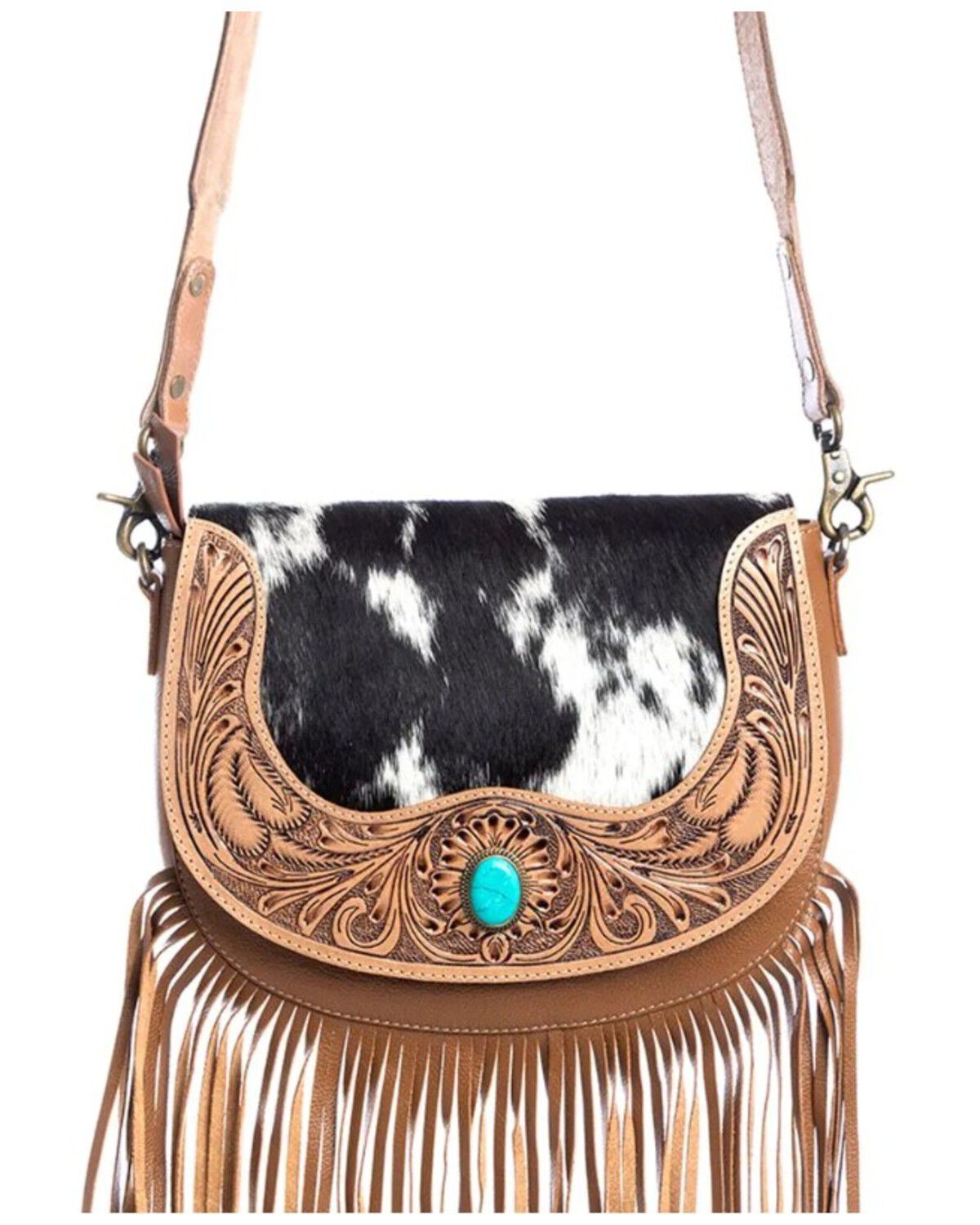 Image #2 - Myra Bag Women's Tamaya Trail Hand Tooled Crossbody Bag, Brown, hi-res