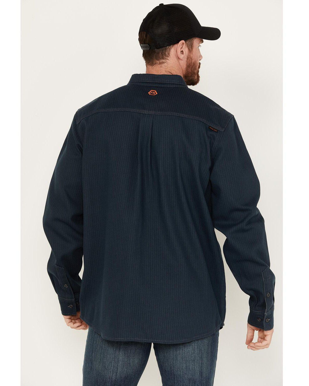Image #4 - Hawx Men's FR Plaid Print Long Sleeve Button-Down Work Shirt - Big & Tall, Blue, hi-res