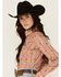 Image #2 - Wrangler Retro Women's Horseshoe Striped Print Long Sleeve Snap Western Shirt, Rose, hi-res