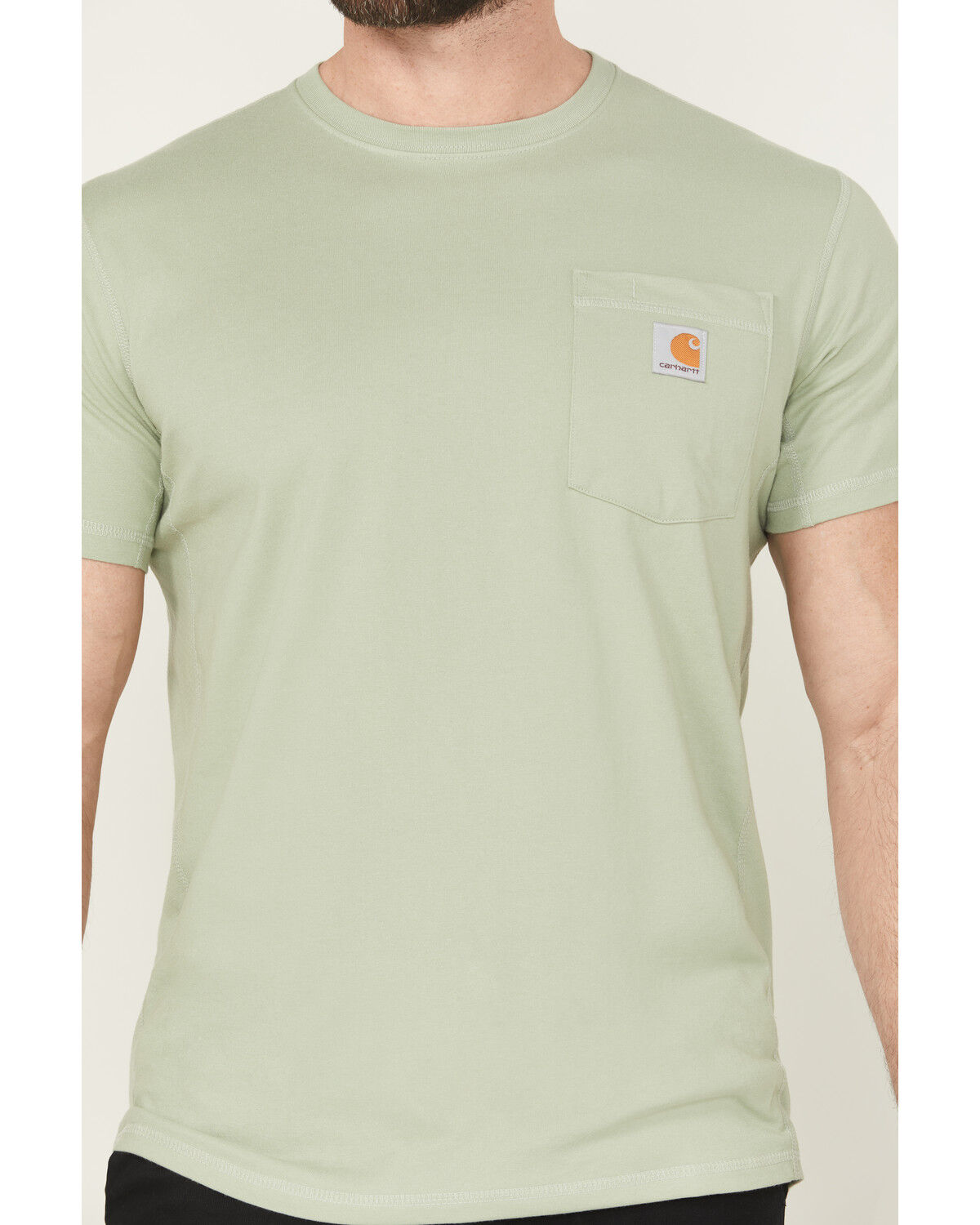 Image #3 - Carhartt Men's Force Relaxed Midweight Logo Pocket Short Sleeve Work T-Shirt, Sage, hi-res