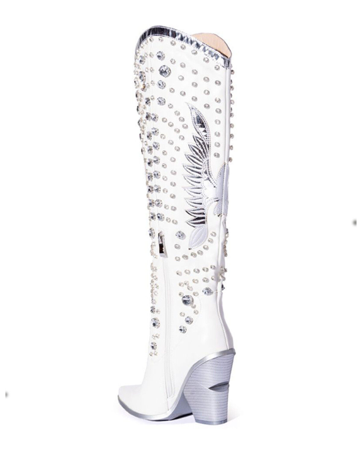 Image #3 - Azalea Wang Women's Upbeat Rhinestone Western Boots - Snip Toe, White, hi-res