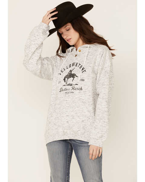 Paramount Network's Yellowstone Women's Bronco Graphic Hooded Pullover, Heather Grey, hi-res