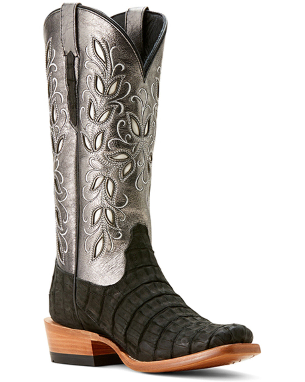 Image #1 - Ariat Women's Futurity Exotic Caiman Western Boots - Square Toe, Black, hi-res