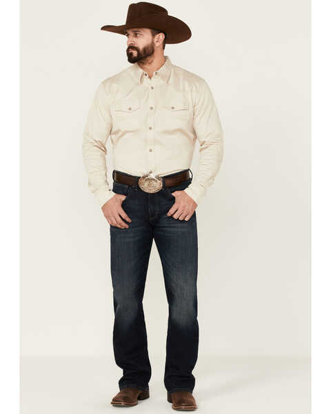 Image #2 - Blue Ranchwear Men's Heavy Twill Long Sleeve Snap Western Shirt , Tan, hi-res
